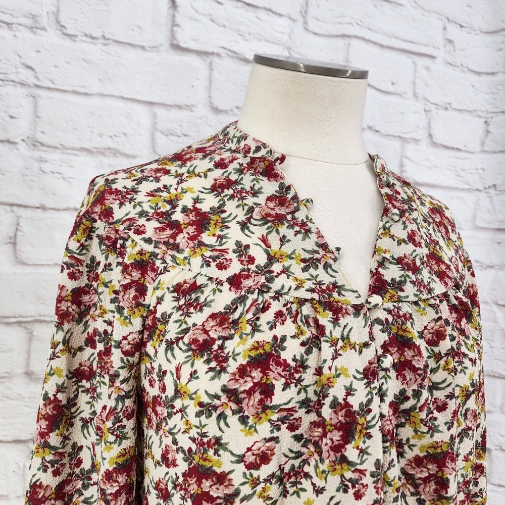 Tamara H Rose Floral Top Cottagecore Romantic Boho Balloon Sleeve‎ Office Small - Picture 2 of 7